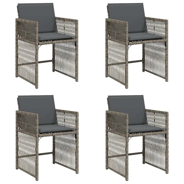 vidaXL Chaises de jardin avec coussins lot de 4 gris résine tressée