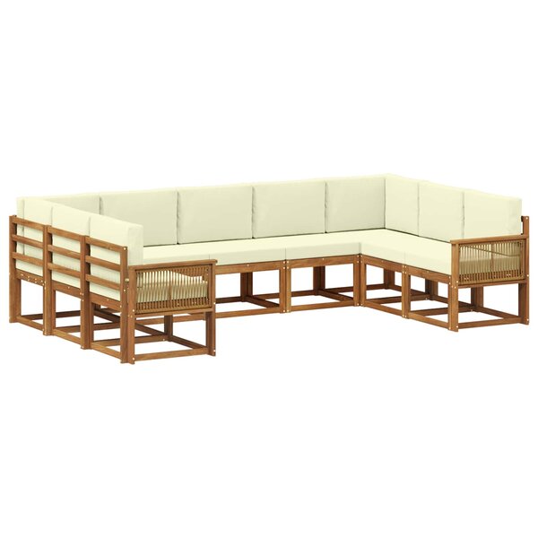 vidaXL Ensemble de canapés d'extérieur 9 Pièces Naturel et Crème