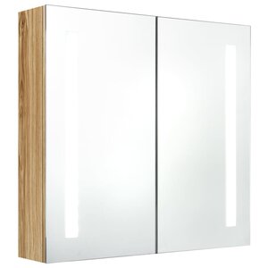 vidaXL Armoire de salle de bain à miroir LED Chêne 62x14x60 cm
