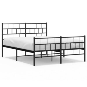 vidaXL Cadre de lit métal sans matelas avec pied de lit noir 120x190cm