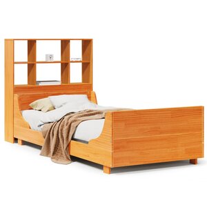 vidaXL Lit bibliothèque sans matelas cire marron 100x200cm bois massif