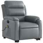 vidaXL Fauteuil inclinable de massage électrique gris similicuir