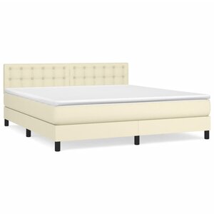 vidaXL Lit à sommier tapissier avec matelas Crème 160x200cm Similicuir