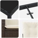 vidaXL Set de dîner de jardin de 7 pièces avec coussins marron en rattan poly