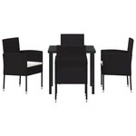 vidaXL Ensemble de jardin de 5 pièces avec coussins noir poly rattan
