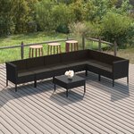 vidaXL Salon de jardin 8 Pièces avec coussins résine tressée noir