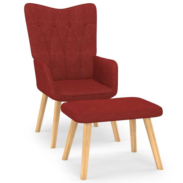 vidaXL Chaise de relaxation avec tabouret Rouge bordeaux Tissu