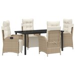 vidaXL Set de Dîner de Jardin 5 Pièces Beige Poly Rattan
