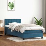 vidaXL Sommier à lattes de lit et matelas bleu foncé 80x220 cm velours