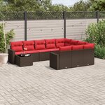 vidaXL Salon de jardin et coussins 11 Pièces marron résine tressée