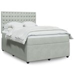 vidaXL Sommier à lattes de lit et matelas Gris clair 140x200cm Velours