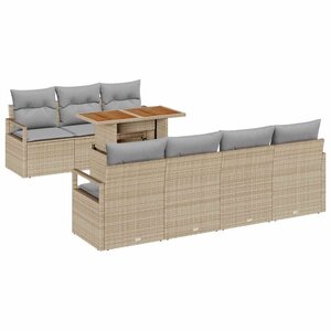 vidaXL Ensemble de canapé de jardin 8 Pièces Beige Poly rotin