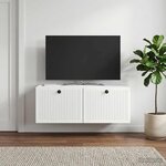 vidaXL Meuble TV mural Montage mural Blanc brillant 78 5 x 41 x 30 cm