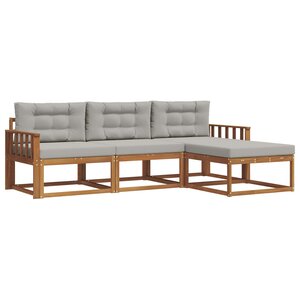 vidaXL Ensemble de canapés d'extérieur 4 pc Gris Naturel et Clair