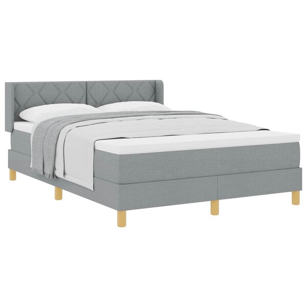 vidaXL Lit à ressorts avec matelas Gris clair 200 x 160 cm tissu