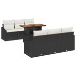 vidaXL Ensemble de canapé de jardin 7 pièces avec coussins Noir Poly Rotin
