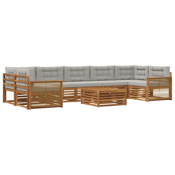 vidaXL Ensemble de canapés d'extérieur 8 pc Naturel et gris clair