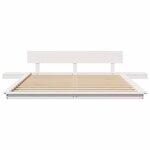 vidaXL Cadre de lit au sol avec tables de nuit blanc 140x200cm en bois massif