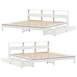 vidaXL Lit bibliothèque sans matelas blanc 200x200 cm bois pin massif
