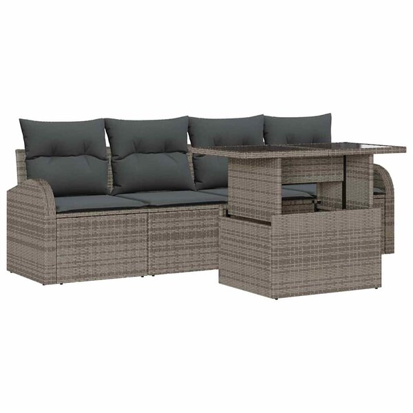 vidaXL Ensemble de canapé de jardin Manuel 5 Pièces Gris 100 x 55 x 73 cm