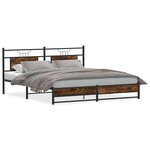 vidaXL Cadre de lit en métal sans matelas chêne fumé 180x200 cm