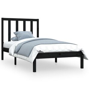 vidaXL Cadre de lit sans matelas noir bois de pin massif 75x190 cm