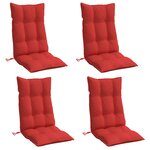 vidaXL Coussins de chaise à dossier haut lot de 4 rouge tissu oxford