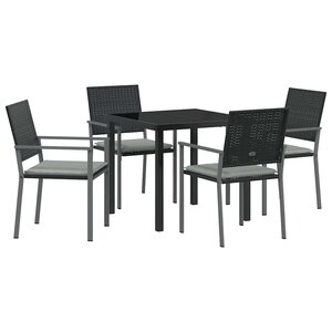 vidaXL Ensemble de salle à manger pour jardin 5 Pièces Noir et Gris Clair