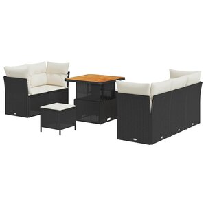 vidaXL Ensemble de canapé de jardin avec coussin 8 Pièces Noir et crème