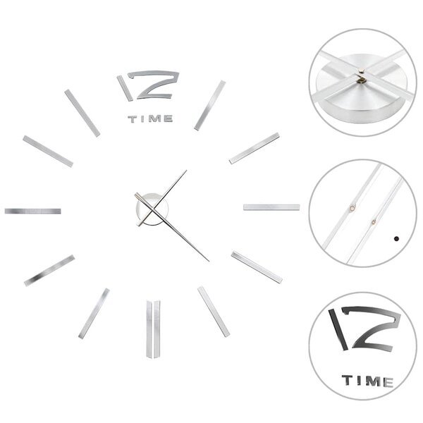 vidaXL Horloge murale 3D Design moderne 100 cm XXL Argenté