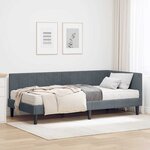 vidaXL Cadre de lit d'angle Gris foncé 90 x 200 cm Velours