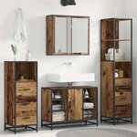 vidaXL Ensemble de mobilier de salle de bain 3 Pièces Bois Ancien