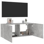 vidaXL Meuble TV mural avec lumières LED gris béton 100x35x41 cm