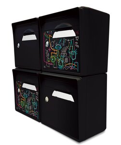 Pack de 4 boîtes aux lettres murales - 2x "Vache de pub  [VanLuc]" - 2x "Noir intense"