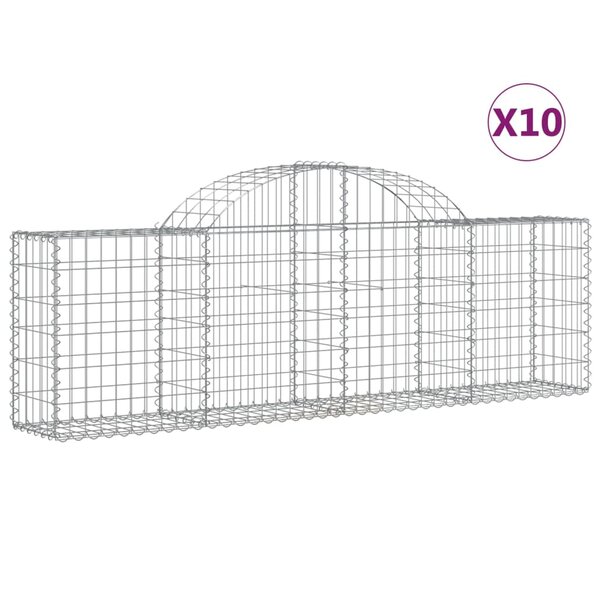 vidaXL Paniers à gabions arqués 10 Pièces 200x30x60/80 cm Fer galvanisé