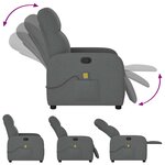 vidaXL Fauteuil inclinable de massage en tissu gris foncé