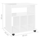 vidaXL Armoire à roulettes Blanc brillant 60x45x60cm Bois d’ingénierie