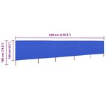 vidaXL Paravent 5 panneaux Tissu 600 x 160 cm Bleu azuré