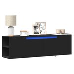 vidaXL Meuble TV mural avec lumières LED noir 135x31x39 5 cm