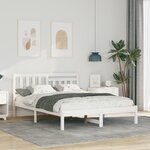 vidaXL Cadre de lit Blanc 135 x 190 cm Bois massif en pin