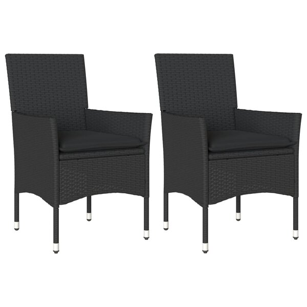 vidaXL Chaises de jardin avec coussins lot de 2 noir résine tressée
