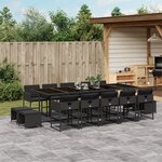 vidaXL Ensemble à manger de jardin 15 Pièces coussins noir résine tressée