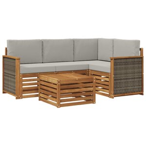 vidaXL Ensemble de canapés d'extérieur 5 pc Naturel et gris clair