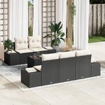vidaXL Ensemble de canapé de jardin 6 pièces avec coussins Noir Poly Rattan