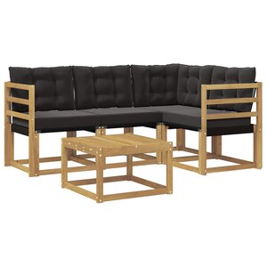 vidaXL Ensemble de canapés d'extérieur 5 pc Blanc et noir