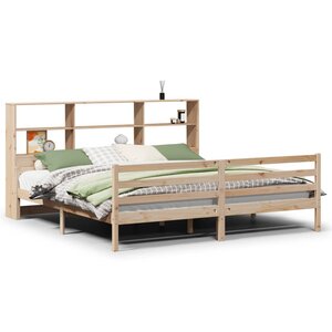vidaXL Lit bibliothèque sans matelas 200x200 cm bois massif de pin