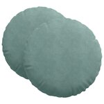 vidaXL Coussins de siège 2 pc Velours Vert Mer Ø60 x 21 cm