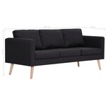 vidaXL Canapé à 3 places Tissu Noir
