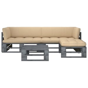 vidaXL Salon de jardin palette 4Pièces avec coussins Pin imprégné de gris