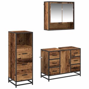 vidaXL Ensemble de mobilier de salle de bain 3 Pièces Bois ancien